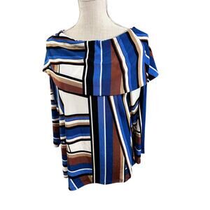 NWT Chico's Travelers Tunic Top 1 M Stripe Abstract Classy